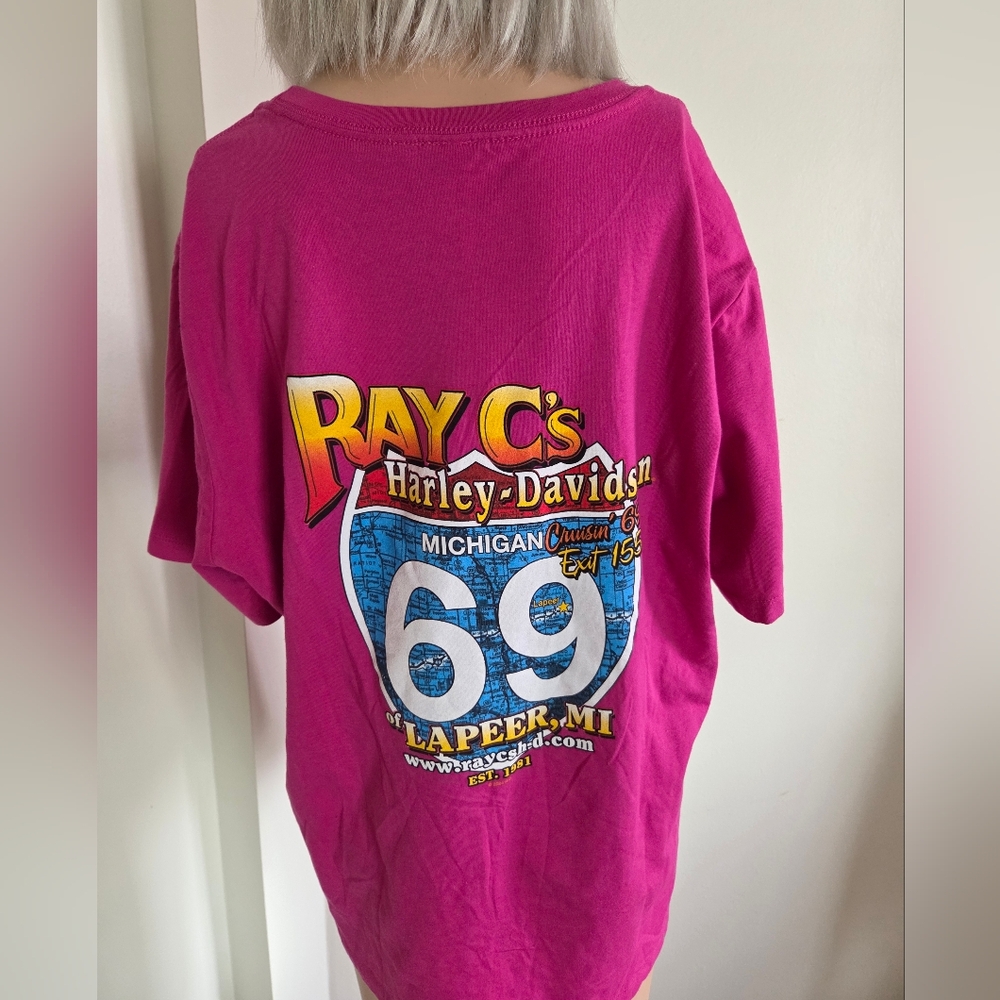 Harley-Davidson Pink Live Free Ride Hard Graphic T-Shirt Size XL - Picture 5 of 5